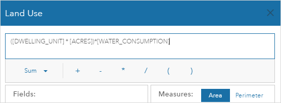 Equation builder for water consumption metric Equation builder for water consumption metric